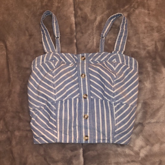 XS light blue striped crop top adjustable straps - Picture 2 of 3